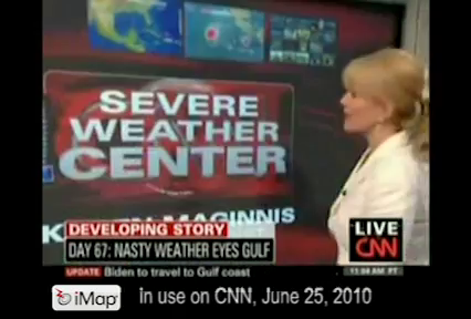 CNN uses iMapLive! to air segments on tropical disturbance approaching Gulf oil-spill region, and Canada Earthquake