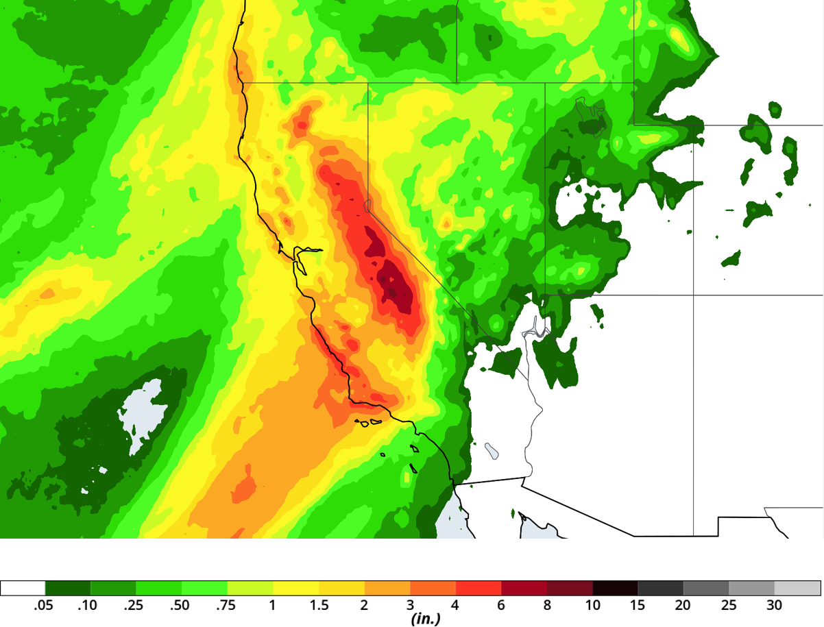 3-Day Rain Totals for California- March 22, 2018