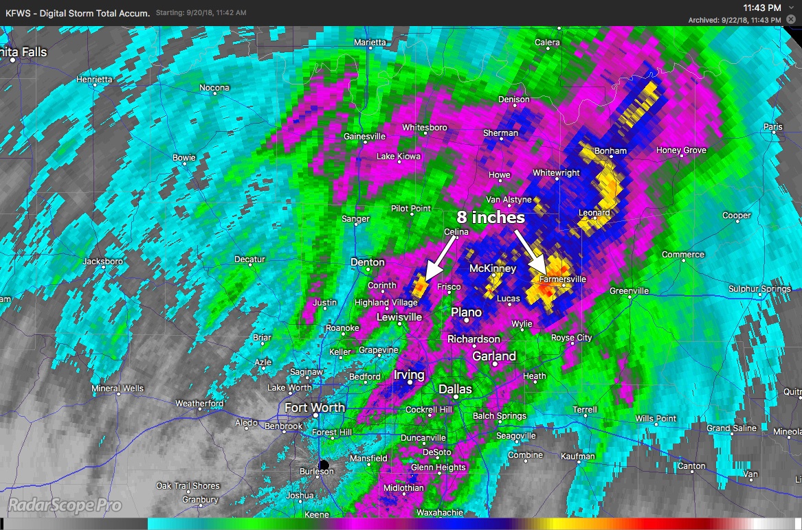 Digital Storm Total Accumulation for the DFW Area