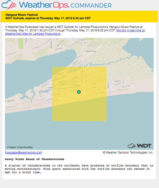 WDT Outlook for the Hangout Music Festival