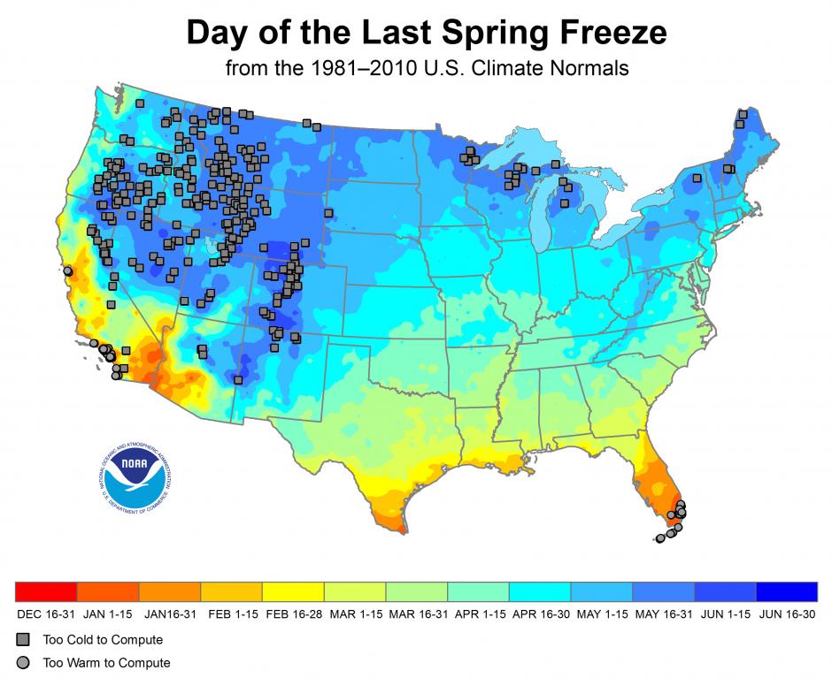 Dates of Last Freezes