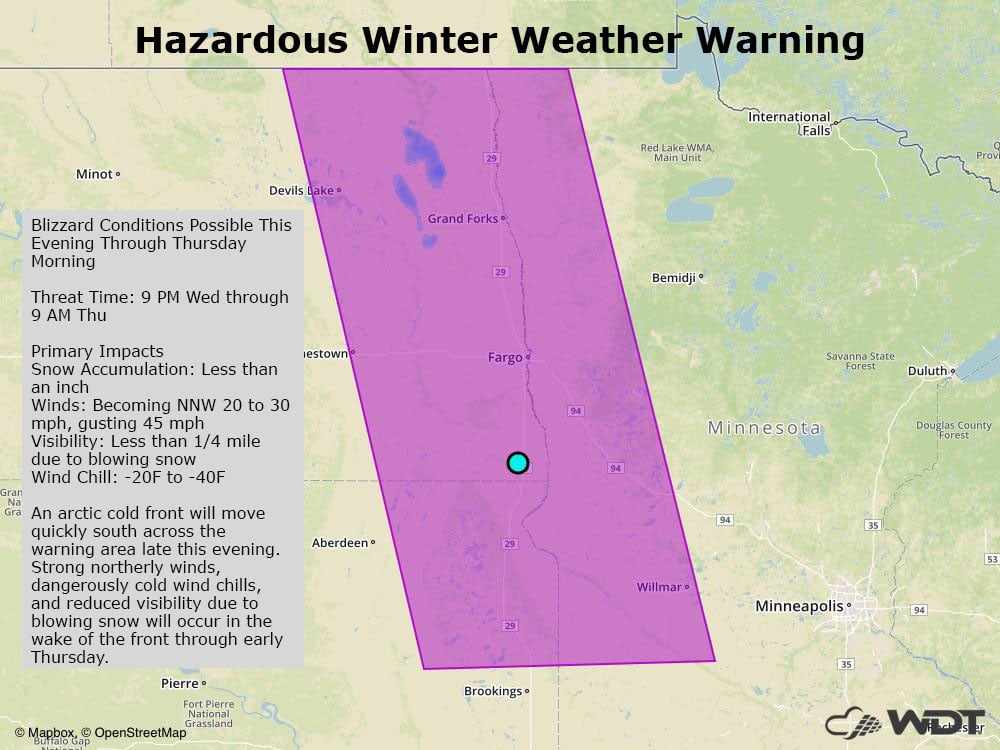 WeatherOps Hazardous Winter Weather Warning