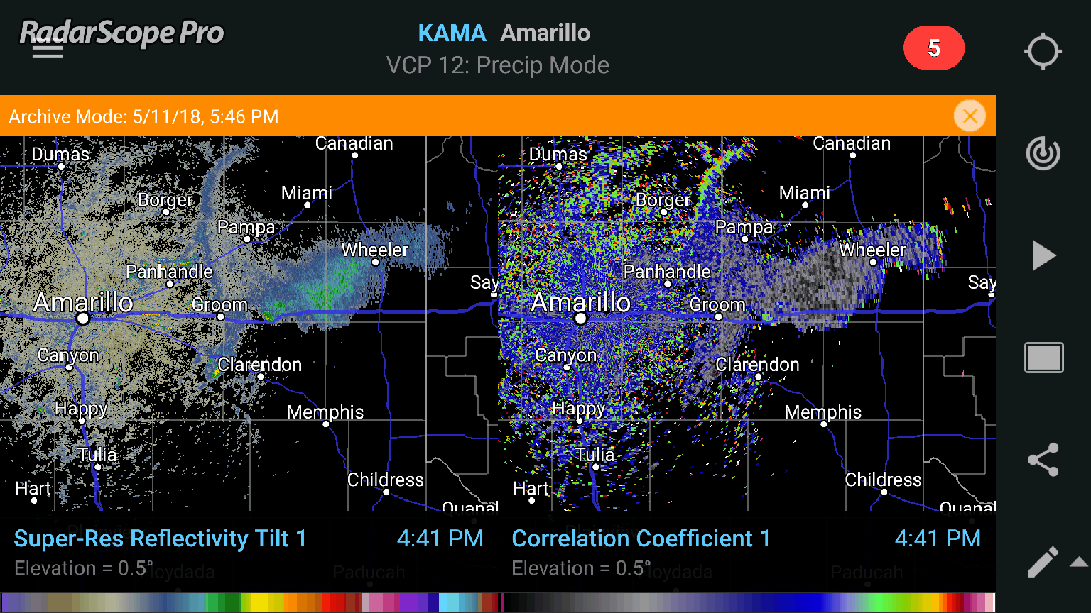 Mallard, TX fire Reflectivity and Correlation Coefficient