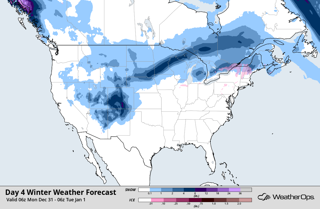 WeatherOps Snow and Ice Accumulation for 12/31/18