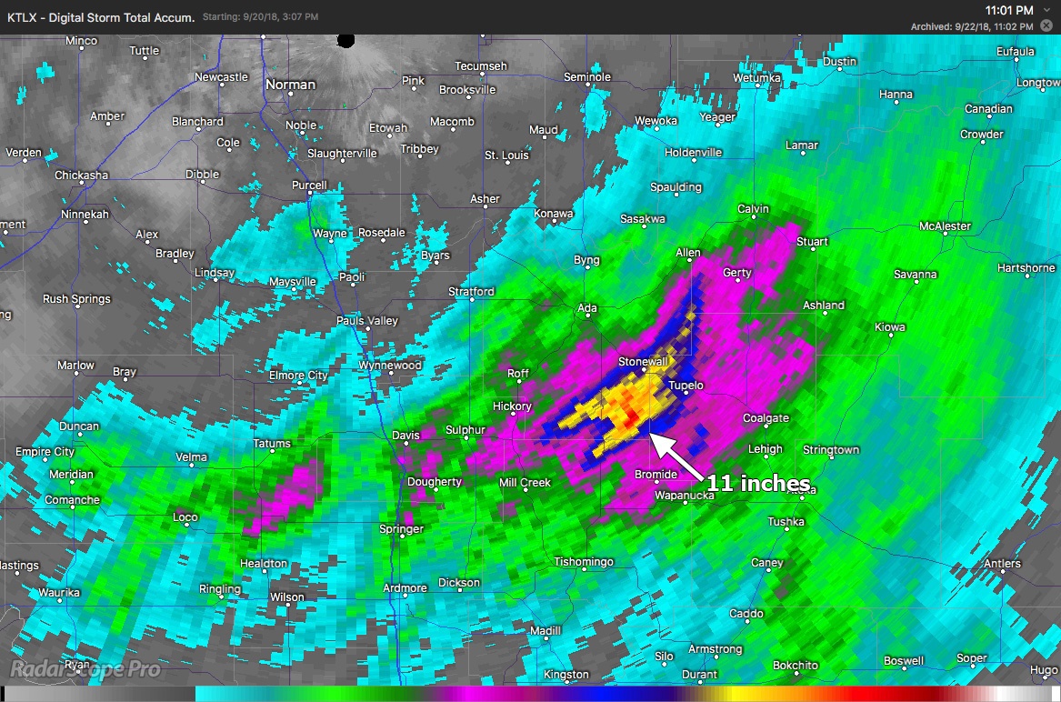 Digital Storm Total Accumulation for South Central Oklahoma