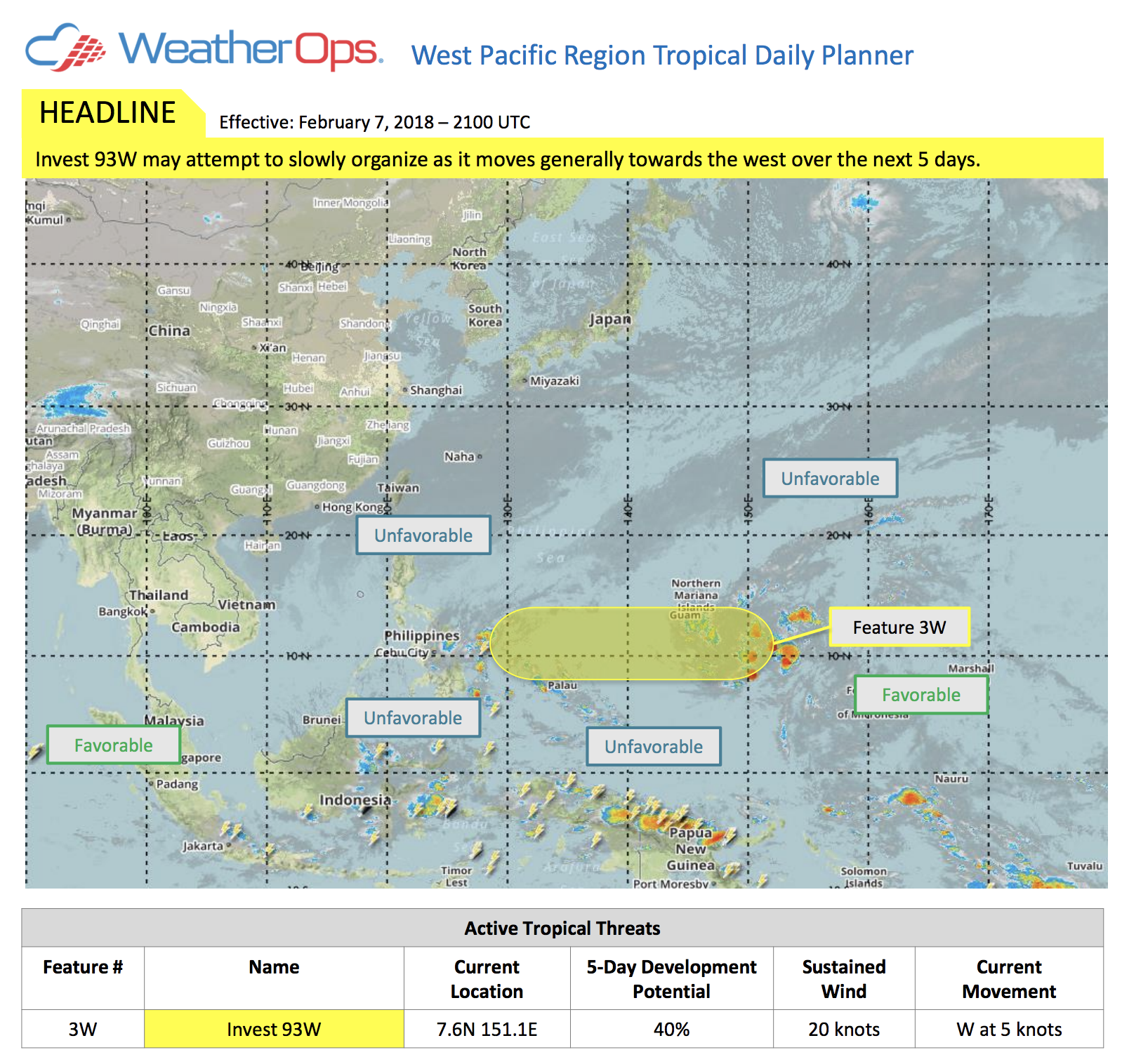 WeatherOps Tropical Planner Feb. 7, 2018