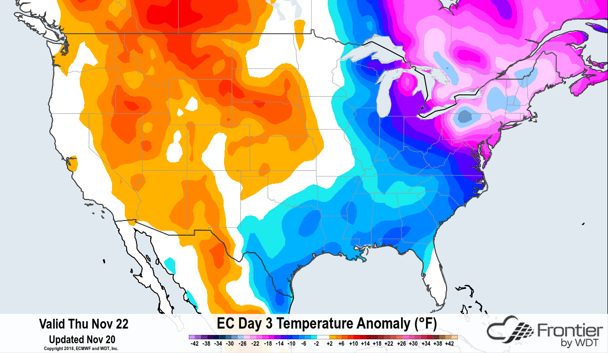 ECMWF Thanksgiving Day Temperature Anomaly