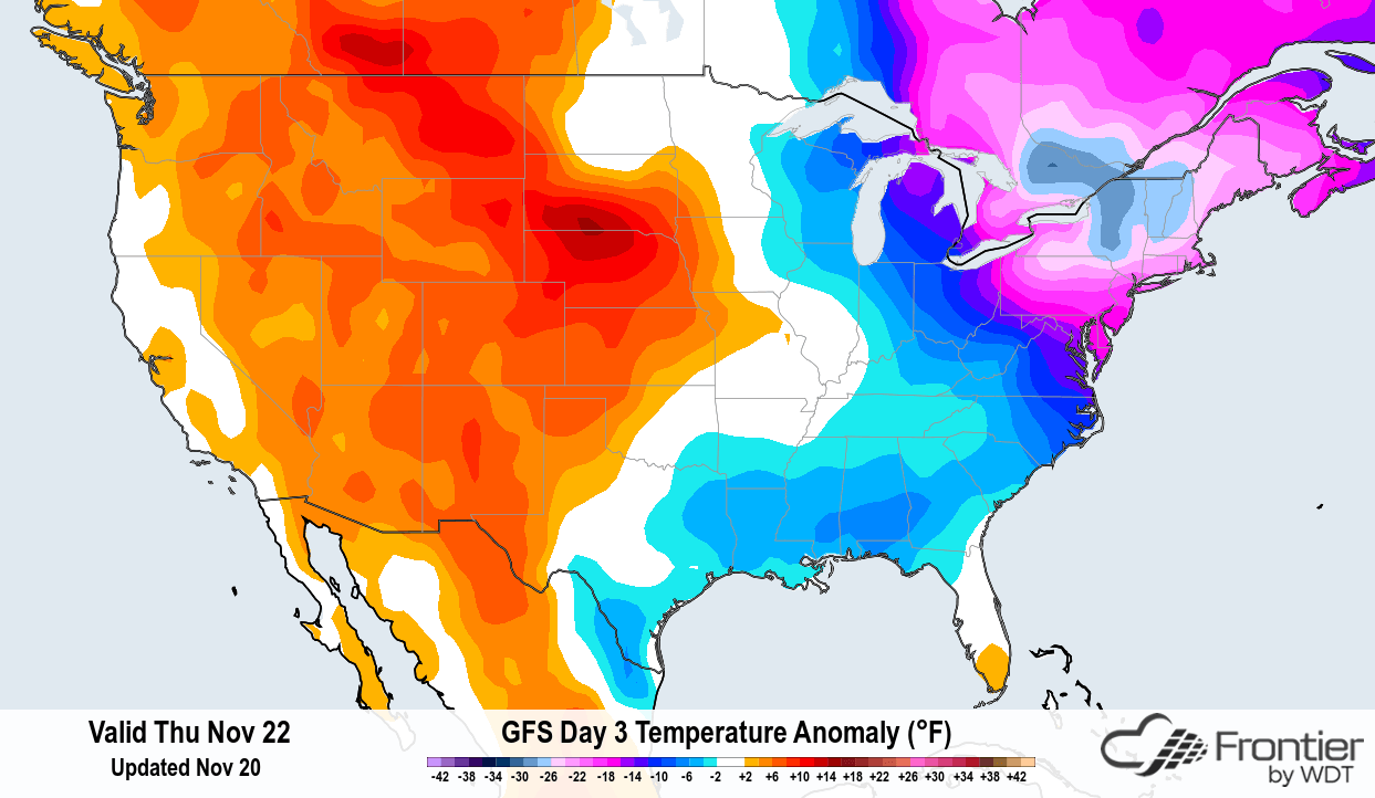 GFS Thanksgiving Day Temperature Anomaly