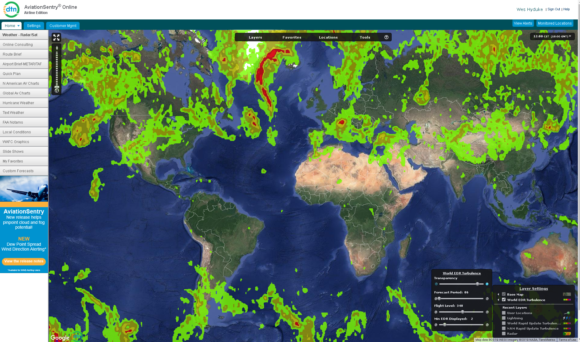 DTN AviationSentry Turbulence Forecast