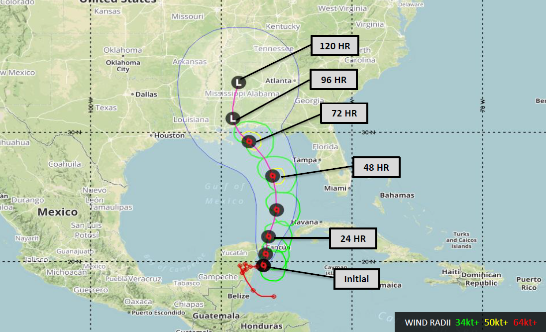 WDT Forecast Track of Subtropical Storm Alberto 5/25/18