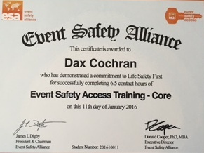 Event Safety Alliance Certificate Event Safety Alliance Certificate