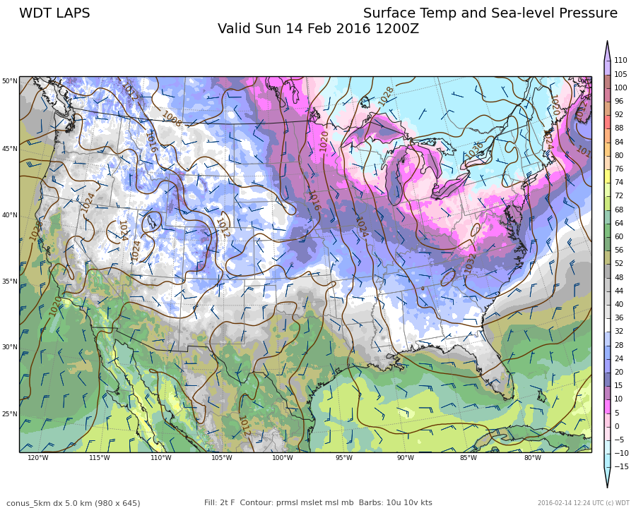 LAPS Data: Feb 14, 2016 at 7am EST