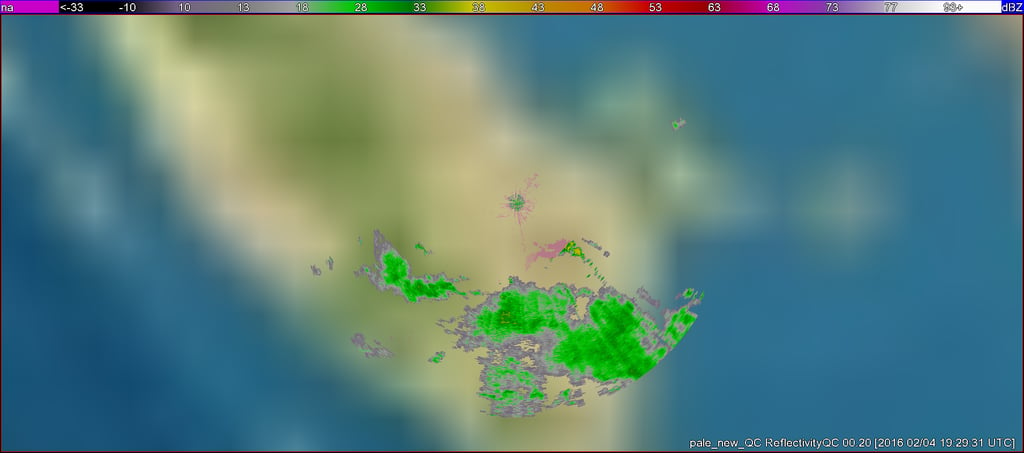 QC'd reflectivity factor in the Palembang radar's 0.2 degree elevation angle