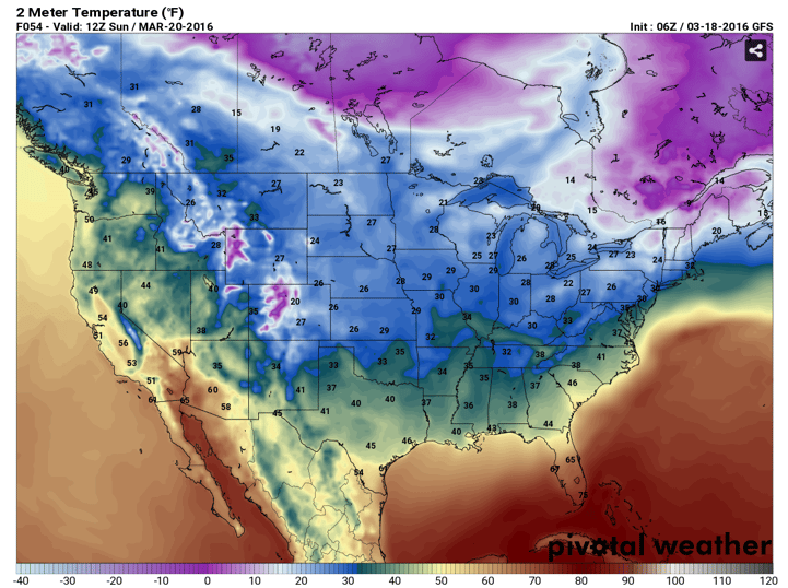 GFS Model March 20, 2016 Forecast