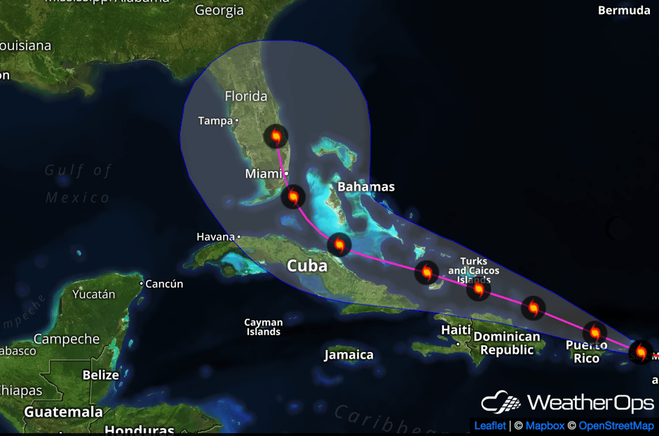 Cone of Uncertainty for Irma - Sept 6