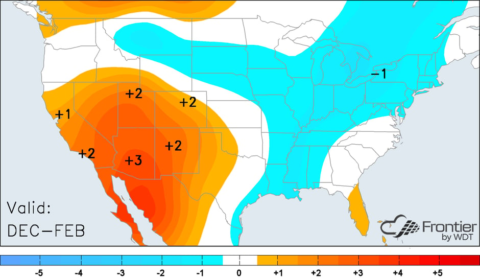 Projected December to February Temperature Anomaly