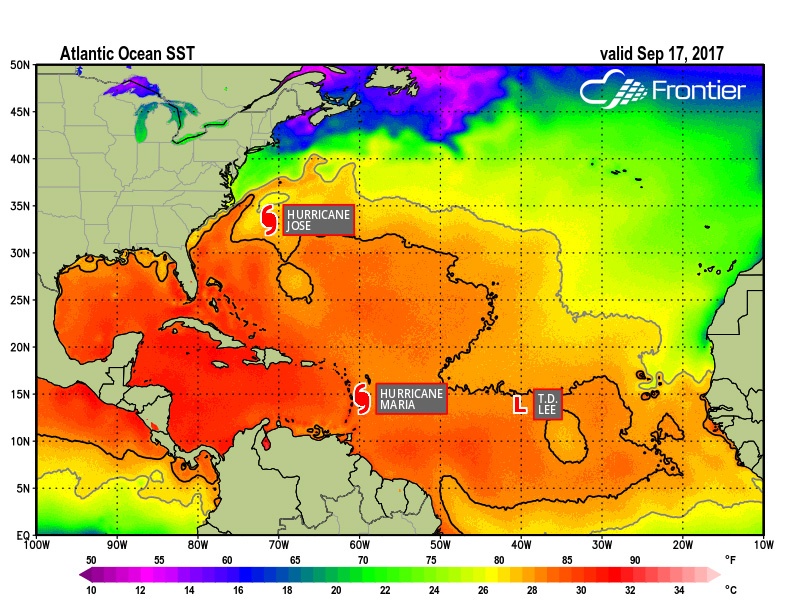 Sea Surface Temps - Sept 17, 2017