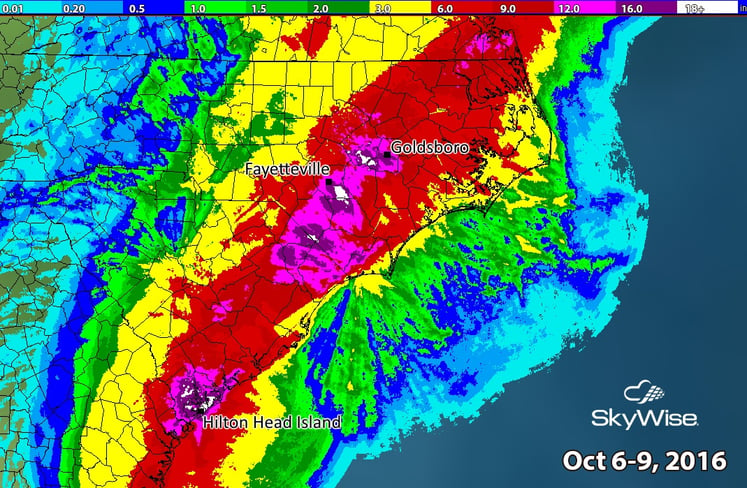 Rain Totals in the Carolinas