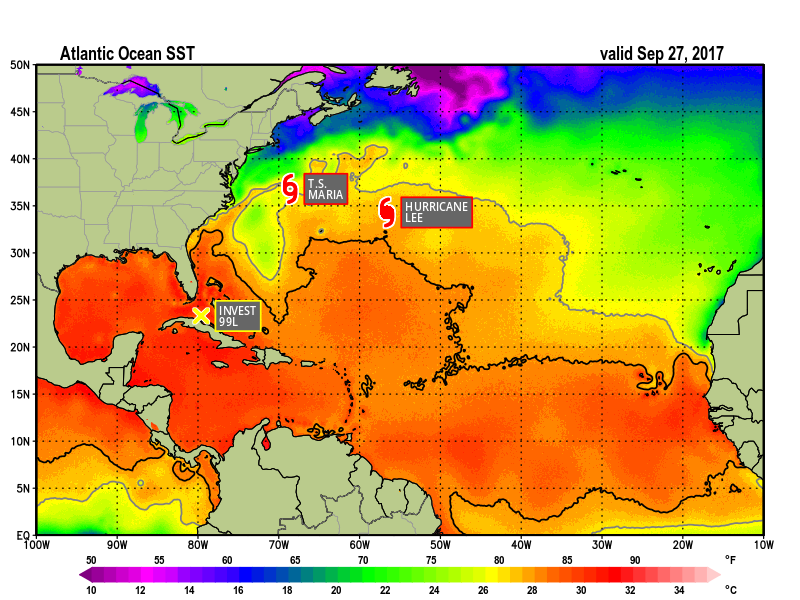 Sea Surface Tempertures -September 27, 2017