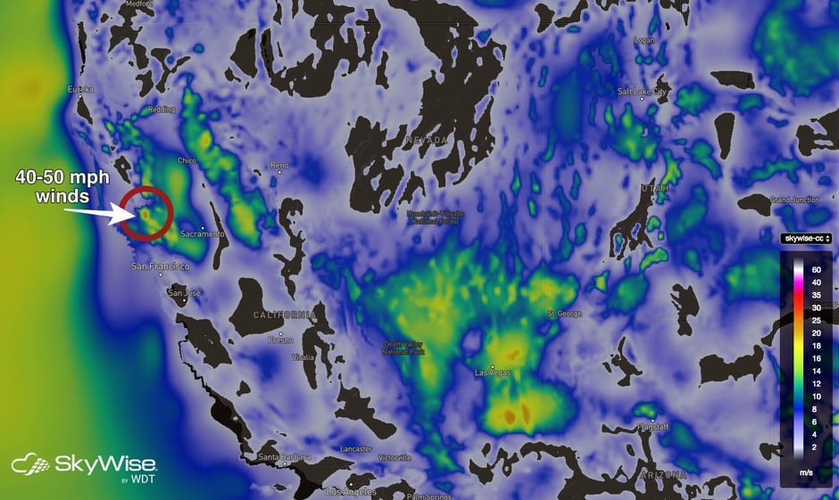 SkyWise Wind Speeds - October 9, 2017