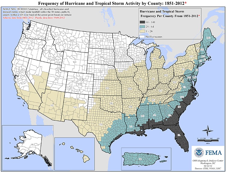 Frequency of Hurricane and Tropical Storm Activity