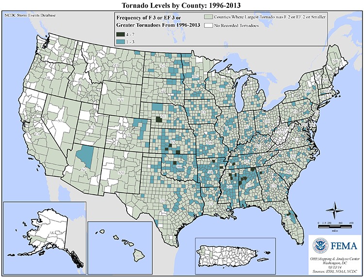 Tornado Levels by County