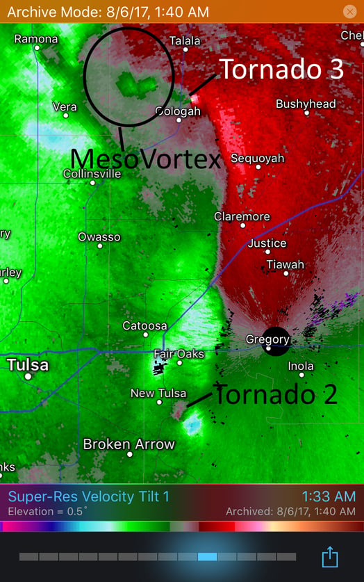 Tornado 2 and 3 in Tulsa Area on August 6, 2017