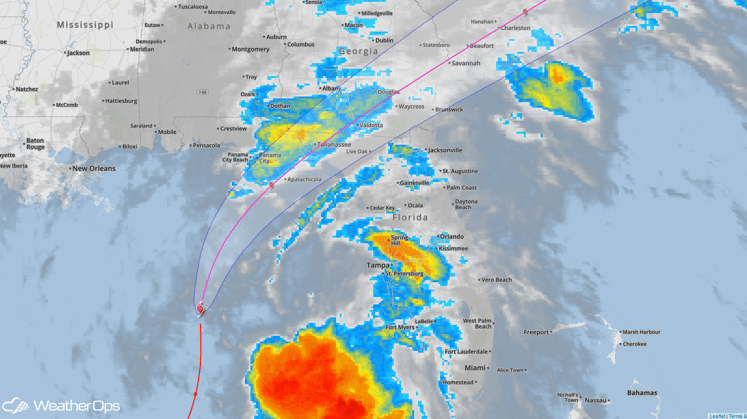 Colin Satellite and Forecast Track