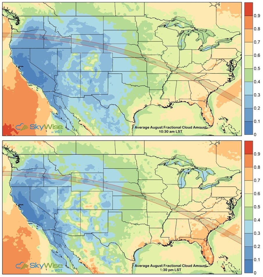 Average August Fractional Cloud Amount