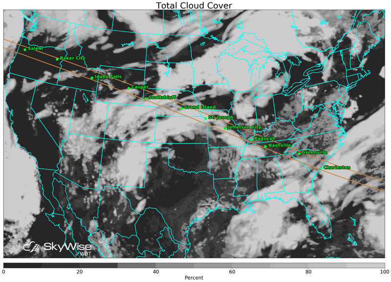 Total Cloud Cover for Eclipse on August 21, 2017