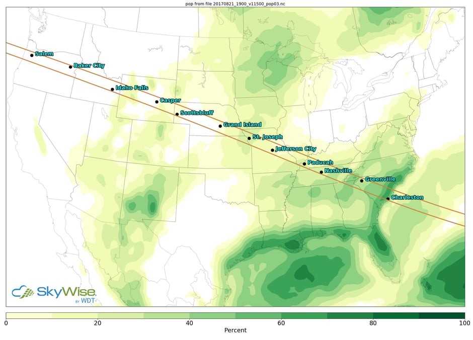 Probability of Precipitation for the Eclipse on August 21, 2017