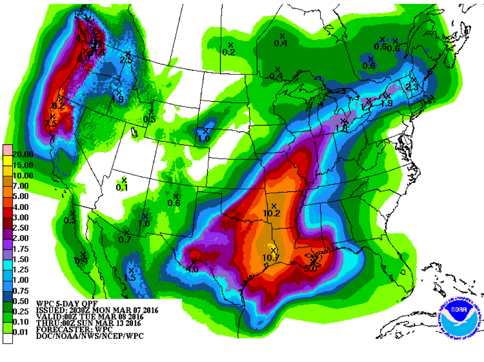 Precipitation Map from NOAA