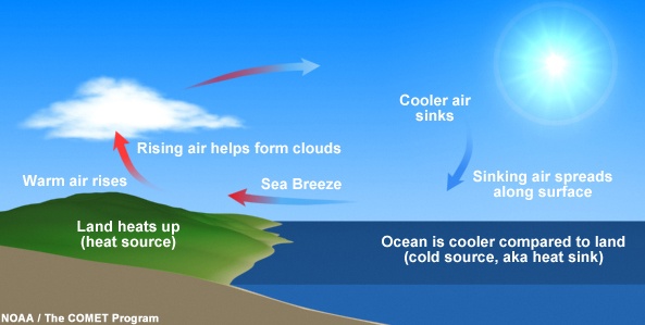 Sea Breeze Diagram (Credit: NOAA/COMET)