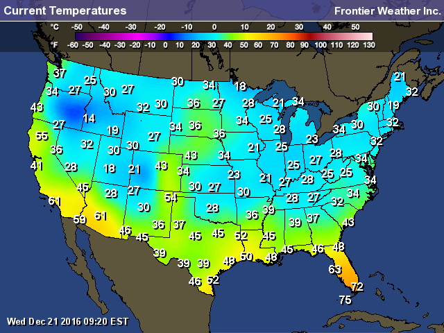 First Day of Winter Morning Temperatures