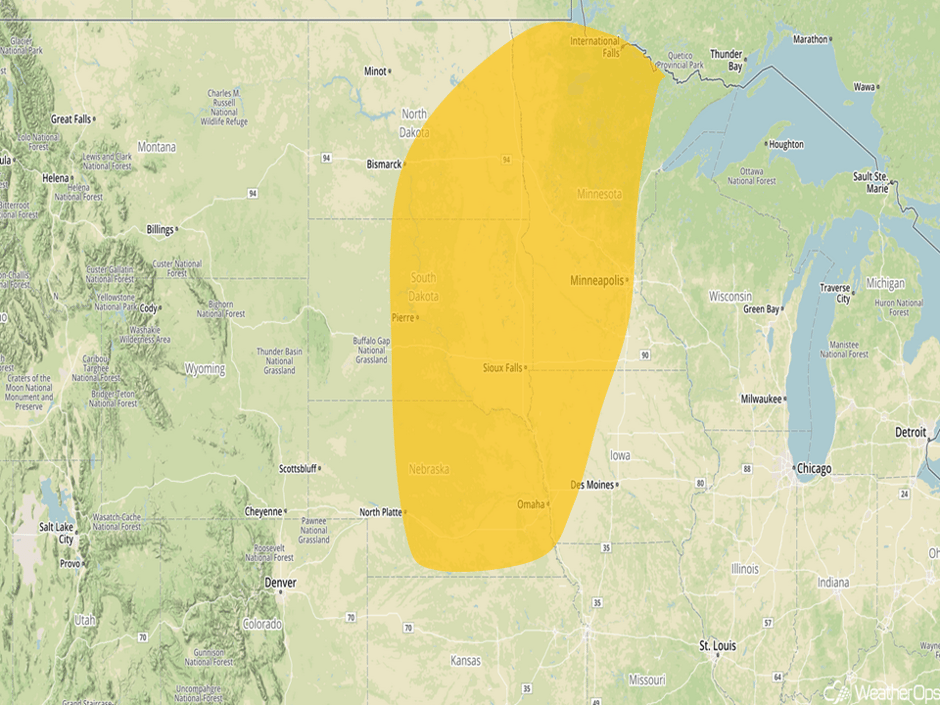Severe Thunderstorm Risk Area for Friday, September 1, 2017