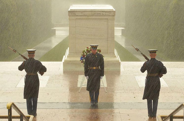 Guarding the Tomb of the Unknowns in the Rain