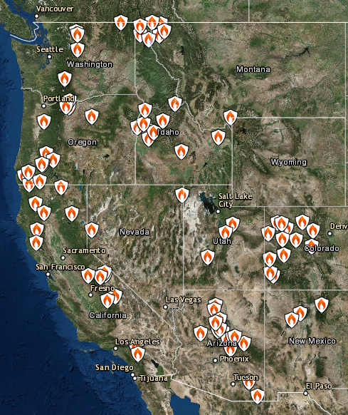 Current Wildfire in the West -August 3, 2018