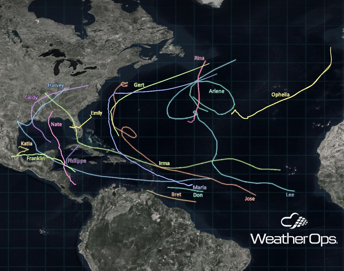 2017 Hurricane Tracks