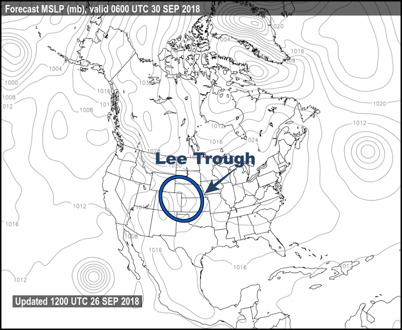 Lee Trough on a Weather Map