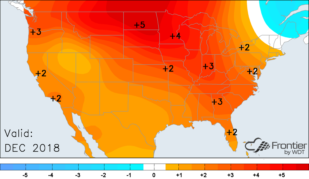 Temperature Departure from Average over the Past 90 Days