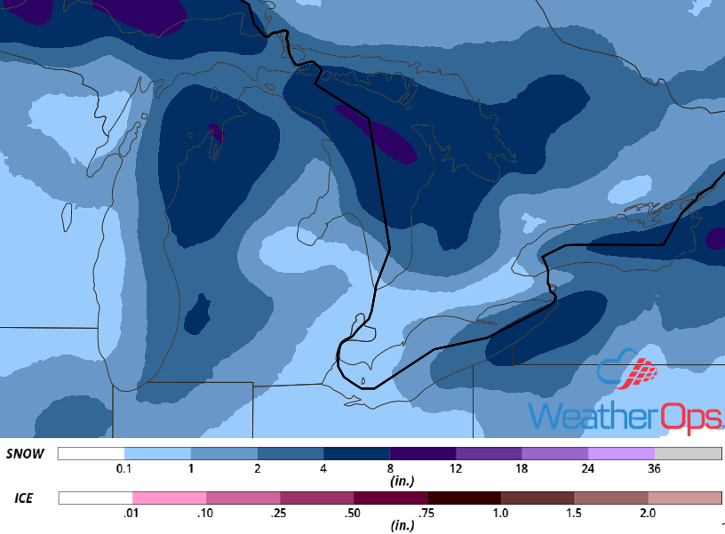 Snowfall Accumulation for January 24-25, 2019