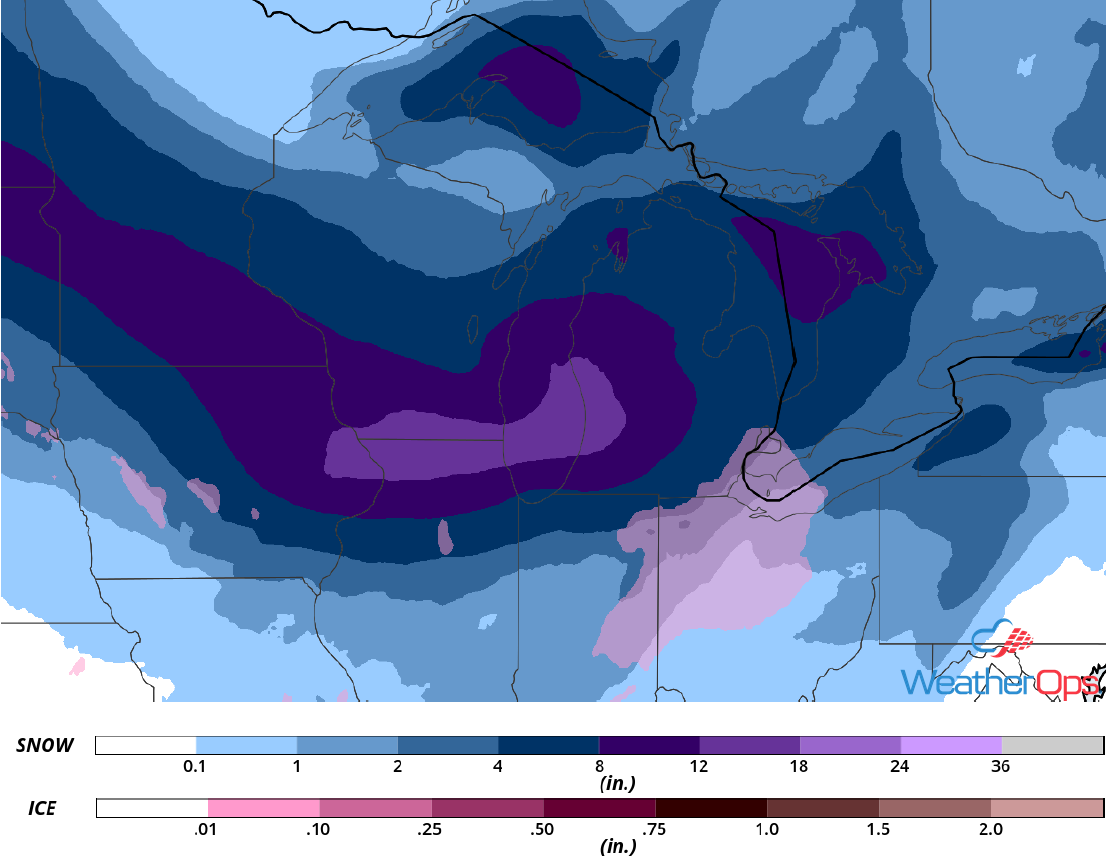 Snowfall Accumulation for January 28-29, 2019
