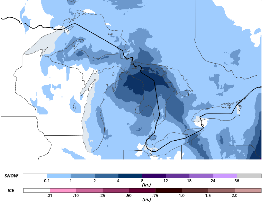 Snowfall Forecast for March 7, 2018