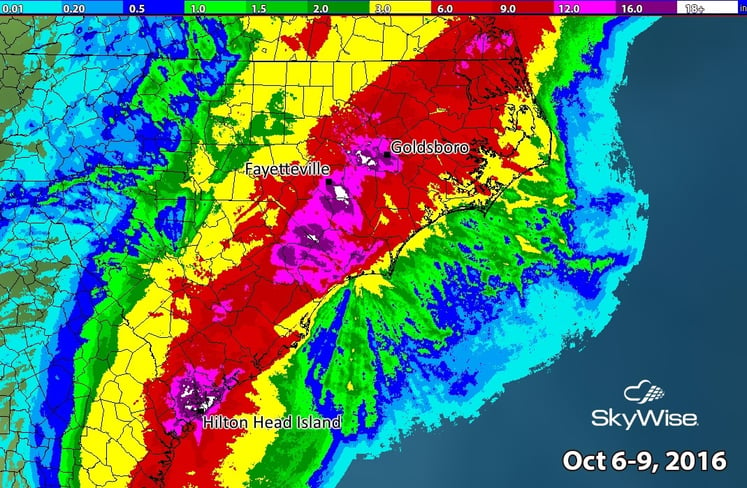 Rainfall from Hurricane Matthew