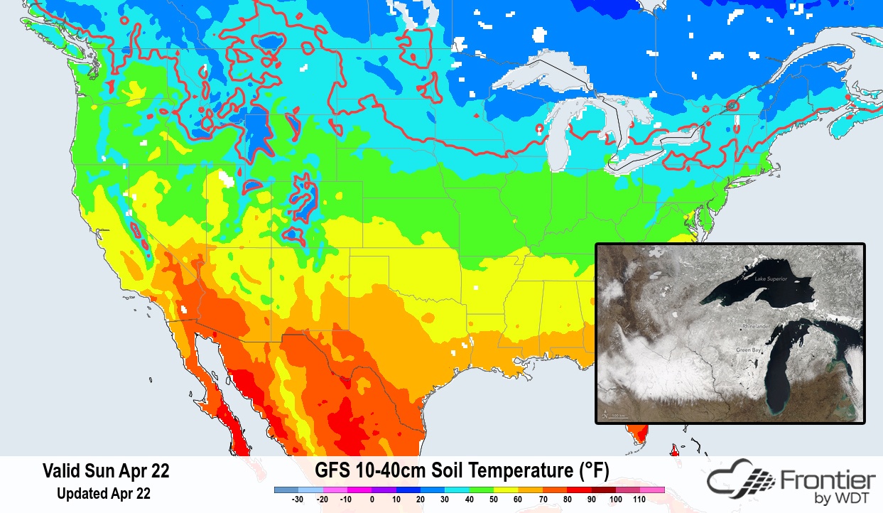 Frontier Soil Temps and NASA Modis Image