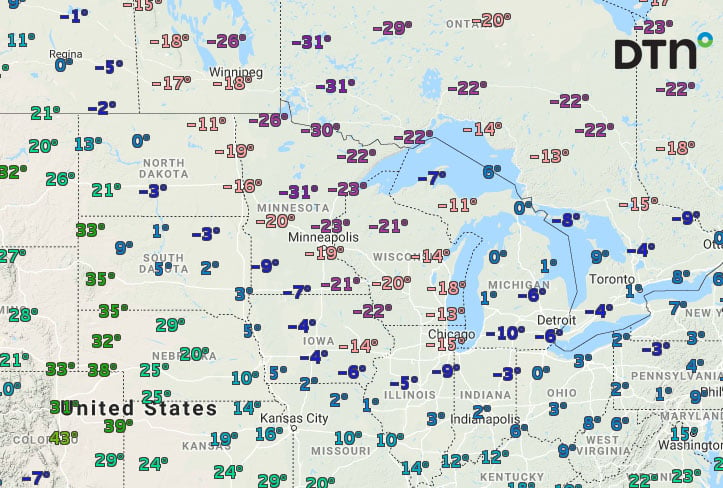 Cold Temperatures Seen Across the Midwest on January 31, 2019