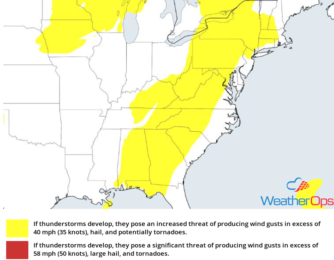 Thunderstorm Risk for Wednesday, August 1, 2018