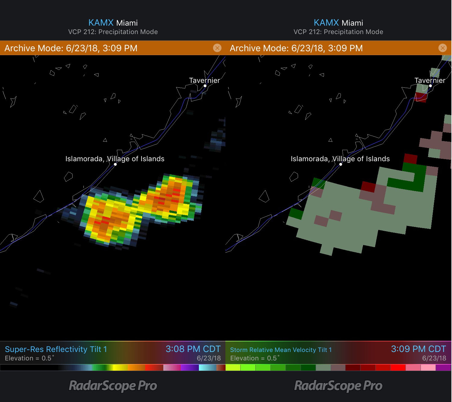 Miami, FL Reflectivity and Velocity