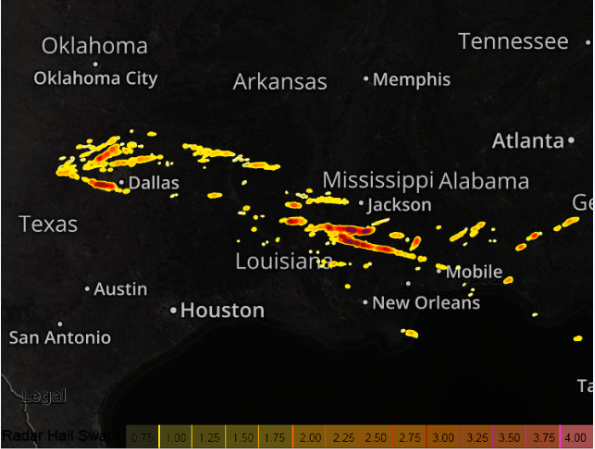 Hail Report for 3/17/2016