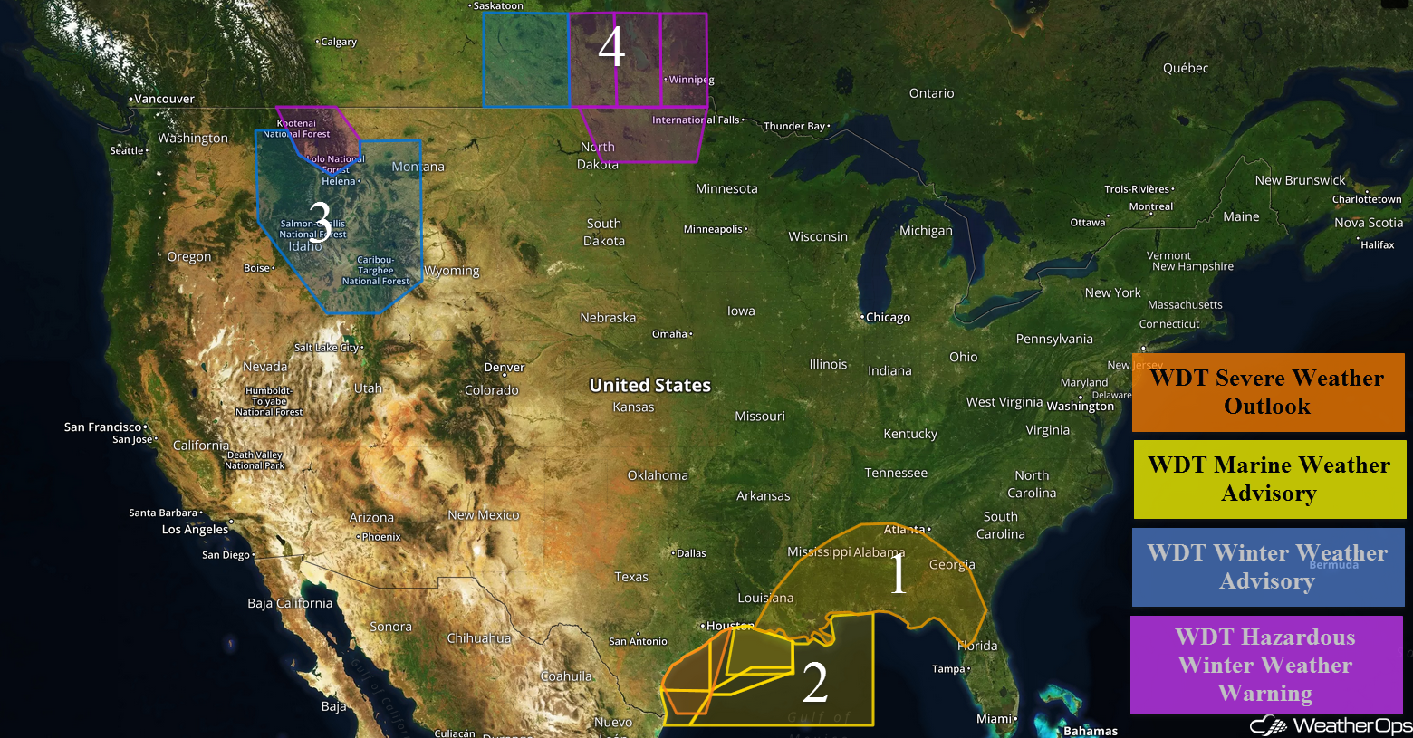 National Weather Summary for Monday, December 5, 2016